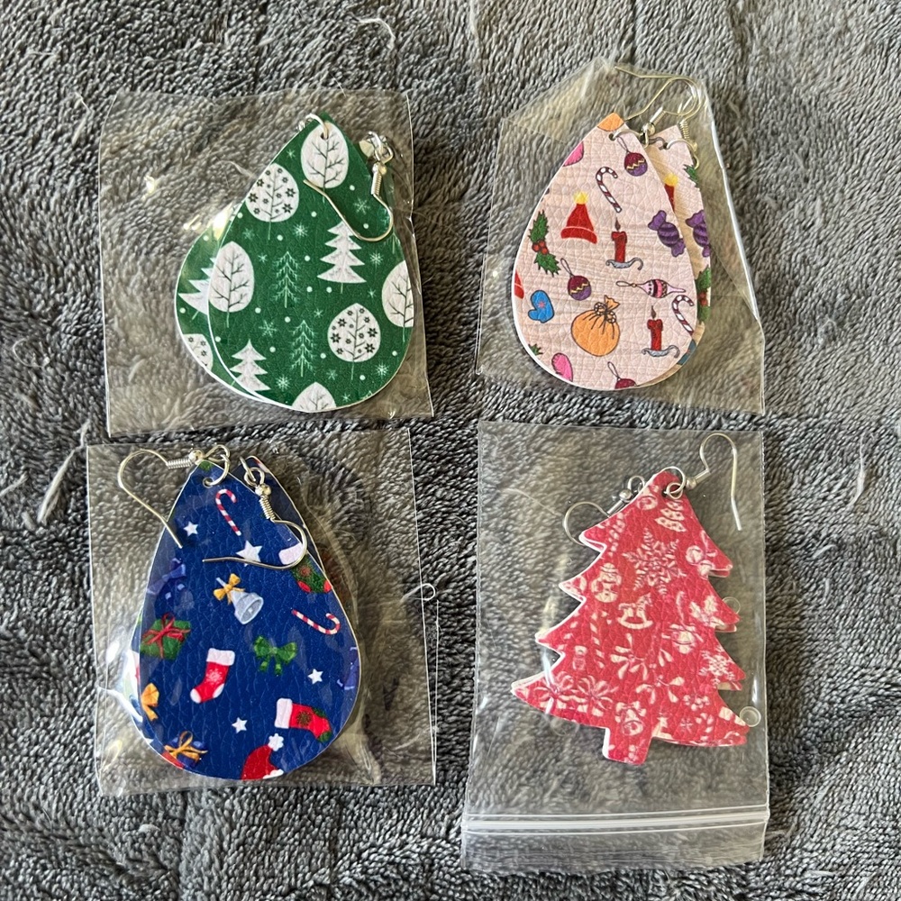 Festive Teardrop and Tree Earrings Set